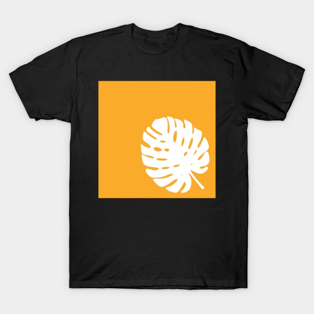 Simple palm leaf in orange T-Shirt by bigmoments